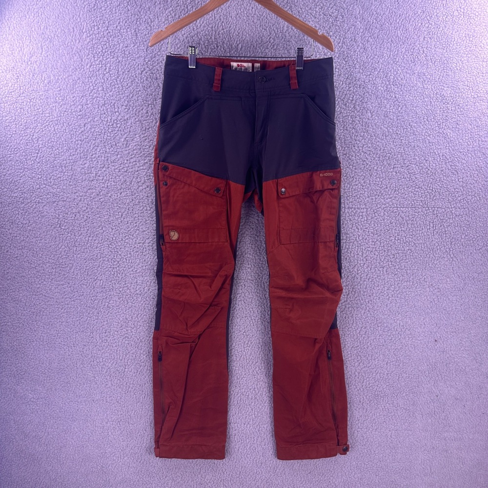 Fjallraven Keb Trousers G-1000 Deep Red Dark Grey Trekking Pants EU 40 US 30-31